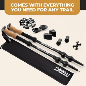 Foxelli Carbon Fiber Trekking Poles – Lightweight Adjustable Walking Sticks