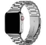 Croiky Stainless Steel Metal Chain Bands Compatible with Apple Watch Band Ultra 2 49mm 45mm 44mm 42mm for iwatch Bands Ultra Series 9 8 7 6 5 4 3 2 1 SE SE2 (Silver) [WATCH NOT INCLUDED]