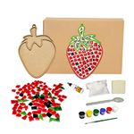 Mold Your Memories DIY Strawberry Mosaic Art Kit, Creative Art and Craft Kit, Birthday Return Gift for Boys and Girls (Strawberry) Wood