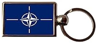 NATO Military Alliance Double Sided Oblong Metal Keyring And Gift Bag