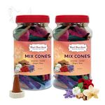Hari Darshan Natural Dhoop Cones Mix - 240 Cones | Lavender Rose Sandal Mogra | Pure Long-Lasting Dhoop Cones for Pooja Meditation Home Fragrance | Pack of 2 Jars 120 Cones Each for a Divine Aroma