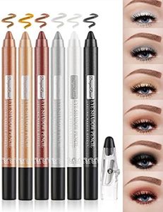 Mysense 6 PCS Eyeshadow Pencil,Eye Brightener Stick,Highlighting Eyeshadow Stick,Soft & Smooth Shimmer Colorful Pencil With Sharpener,Easy to Color Eye Makeup,Set 1