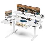 Acrolix 59 Inch L Shaped Standing Desk with Shelves and Keyboard, Electric Corner Standing Desk Adjustable Height, Sit Stand Computer Table with Reversiable Splice Board,White