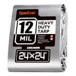 24x24 Tarp Waterproof 12 Mil Tarps Heavy Duty Waterproof, UV Resistant & Rip Tear Resistant, Heavy Duty Tarp with Grommets Reversible for Home Boats Cars Plants Silver/Brown Tarp