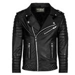 MENS FAUX LEATHER JACKET BLACK (IN, Alpha, L, Regular, BLACK)