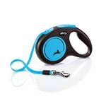 Flexi New Neon Tape Blue Medium 5m Retractable Dog Leash/Lead for dogs up to 25kgs/55lbs