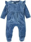 Mud Pie Unisex Baby Babay Blue Rib Velour Sleeper