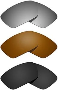 Littlebird4 3 Pairs Replacement Sunglasses Lenses for Oakley Fuel Cell, Polarized with UV Protection-Multiple Options (Black-Titanium-Brown)