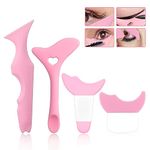 4pcs Eyeliner Guide Tool, Multi-Purpose Eyeliner Stencils Wing Tips Eyeliner Eyeshadow Applicators Silicone Marscara Guard for Beginners Eye Make Up Stencil Pads (Pink)