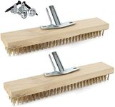 AHUNTTER 2PCS 12" Stiff Steel Wire Broom Head, Sweeping Brush, Heavy Duty Outdoor Yard Brush Steel Bristles for Deck Scrub Decking Paving Patio Paths Drives, With Iron Accessories