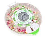 EDOSO Smart Automatic Pill Dispenser with Alarm | Model 2021 | 9 Alarms per Day | Large Display and Buttons | English Rings | 2 Secure Locks | High Medication Capacity (Transparent)