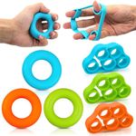 Hand Grip Strengthener, 6 Pcs Different Resistance Levels Grip Strength Trainer, Silicone Finger Exerciser for Relieving Wrist Pain, Mallet Finger, Carpal Tunnel, Tendonitis, Tennis Elbow