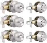 home improvement direct 3 Pack Keyed Alike Entry Door Knobs and Single Cylinder Deadbolt Lock Combo Set Security for Entrance and Front Door with Classic Satin Nickel Finish