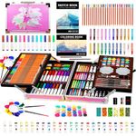 KINSPORY Art Kits for Kids, 139 Pack Art Sets Coloring Drawing kit, Deluxe Portable Double Layers Art Supplies Case, Gift for Kids Teens Adults Girls Boys 4 5 6 7 8 9 10 11 12 (Light Pink)