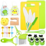 Hocent 30PCS Montessori Kitchen Tools, Kids Cooking Sets for Real Cooking, Toddler Safe Knives Set with Cutting Board, Educational Birthday Gift for Boys Girls and Toddlers