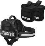 Service Dog Vest Harness with 2 Removable Saddle Bags, Dog Backpack with Reflective Service Dog Velcro Patches, by Industrial Puppy
