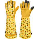 Gardening Gloves for Women and Men,Rose PruningGardening Gauntlet with Forearm Protection,Heavy Duty Gardening Gloves Thorn Proof,Long Leather Gardening Glovest for Weeding, Digging, Planting