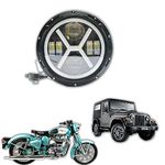 BKN 7 Inch Round LED Headlight For Royal Enfield; Jeep & Harley Davidson | Thar 12V-80V, 90W (X Headlight)