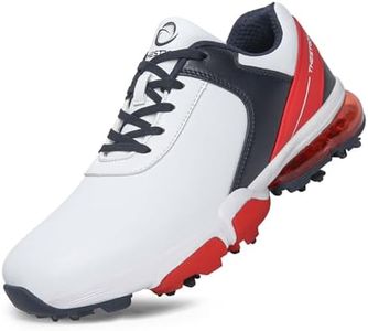 Zakey Spikes Golf Shoes Men Training Golf Sneakers Comfortable Walking Footwears for Golfers (10.5,WhiteRed)