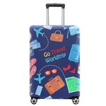 Tibapla Luggage Protector Cover, Travel Luggage Cover with Zip Fit for 18-32 Inch Luggage, Elastic Dustproof Anti Scratch Luggage Case with ''Go Travel Worldtrip'' for Wheeled Luggage (Large)