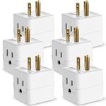 Fosmon 3 Outlet Power Splitter (6 PACK), Power Cube Outlet Extender, 90 Degree Multi Plug Outlet 3 Prong, 3 Way Wall Plug Adapter, Wall Outlet Extender for Home or Travel, ETL Listed