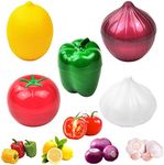 Lichma 5pcs Plastic Vegetable Storage Box Lemon Onion Tomato Green Pepper and Garlic Insurance Container Fruit Food Fresh-Keeping Reusable (5pcs)