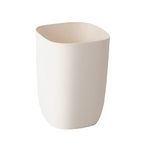 Garbage Can, Small Plastic Garbage Bin for Bathroom, Bedroom, Kitchen, Living Room, Modern Trash Can Waste Bin Basket, Ivory White 7L/1.8 Gallon