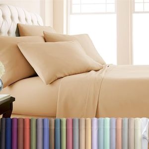 Southshore Fine Living, Inc. 7-Piece Split King Sheets Set for Adjustable Bed, 16-Inch Deep Pocket, Wrinkle-Free Microfiber Bedsheets, Fade Resistant Luxury Sheet Set Beige Split King Size - Warm Sand