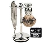 Parker SR1 Men’s Shave Set – Pure Badger Brush, Shave Stand, Razor & 100 Blades