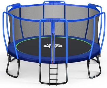Zupapa Trampolines No-Gap Design 1500 LBS Weight Capacity 16 15 14 12 10 8FT for Kids Children with Safety Enclosure Net Outdoor Backyards Large Recreational Trampoline