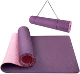 IUGA Yoga Mat Non Slip Textured Surface, Reversible Dual Color, Eco Friendly Yoga Mat with Carrying Strap, Thick Exercise & Workout Mat for Yoga, Pilates and Fitness (72"x 24"x 6mm ) (Purple/Pink)