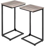 AMHANCIBLE C Shaped End Table Set of 2, Couch Tables That Slide Under, TV Trays, Side Table for Small Space, Bedside Tables for Living Room, Bedroom, Metal Frame HET02BGY