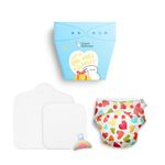 SuperBottoms Baby Gift Pack- Reusable Freesize UNO Reusable, Waterproof, Stay Dry Cloth Diaper with Organic Cotton Insert, Booster Pad & Charmling|Fits 3m- 3yrs baby (Includes 4 items).