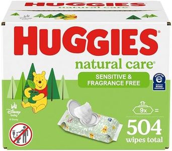 HUGGIES Natural Care Unscented Baby Wipes, Sensitive, Water-Based, 9 Total Flip Top Packs, 504 Count