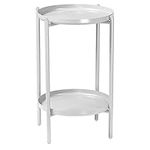 URBNLIVING 50cm 2-Tier Round Metal Side End Table Living Room With Shelf Bedside Nightstand White