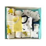 TinyLane - Curated for you! 100% Organic Gift for New Born Baby Boy & Girl, 0 to 6 Months, Multi Color, Skin Friendly, Winter Special, Baby Shower Gifts (Duck, Pack of 13)