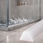 Risunpet 39 Inch Collapsible Shower Water Dam, Shower Threshold Water Dam Shower Barrier, Dry and Wet Separation Door Dam Water Stopper Kitchen Shower Threshold Silicon Water Blocker(Mini Trapezoid)