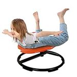 E-Solem Autism Kids Swivel Chair, Carousel Spin Sensory Chair, Training Body Coordination, Sensory Spinning Chair Wobble Chair for Kids Metal Base Non-Slip Sensory Stool, Age 3-9 (Orange)