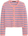 LILLUSORY Women's Striped Cardigan Sweaters Fall Outfits Clothes Fashion Trendy Long Sleeve Tops Casual Knit Lady Jackets RedBlue S