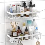 Moforoco Shower Caddy Shelf Organizer Rack, Self Adhesive Black Bathroom Shelves Basket, Home Farmhouse Wall Shower Inside Organization and Storage Decor Rv Accessories, First Apartment Essentials