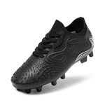 DREAM PAIRS Boys Girls Football Boots Soccer Cleats Kids Football Shoes,Size 5 Big Kid,Black/Grey,SDSO2304K
