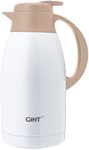 GiNT Stainless Steel Thermal Coffee Carafe, Double Walled Vacuum Thermos Water and Beverage Dispenser,12 Hour Heat Retention，65 OZ /1.9 Liter White
