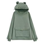 AoMoon Frog Hoodie for Women Cute Frog Sweater Zipper Mouth Cottagecore Sweatshirt Kawaii Clothes for Teen Girls Green