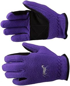 HORZE Kids' Fleece Winter Horse Riding Gloves with Pony Design - Sultry Violet - 6