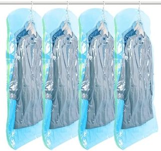 TAILI Hanging Vacuum Storage Bags Space Saver Bags for Clothes, 4 Long Vacuum Seal Bag for Suits, Coats or Jackets, Closet Organizer and Storage, Blue