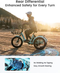 MOONCOOL 20" Folding Electric Trike – Adult 3-Wheel Bike