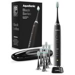 Aquasonic Black Series Ultra Whitening Electric Toothbrush | ADA Accepted Rechargeable Toothbrush, 8 Brush Heads & Travel Case, 40,000 VPM Electric Motor & Wireless Charging - 4 Modes with Smart Timer