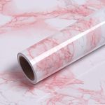 VEELIKE Pink Marble Contact Paper Solid Wallpaper Stick&Peel 15.74 X 354.33Inches Self Adhesive Removable Waterproof Wall Covering For Table Countertop Cabinet Drawer