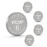 ViCep 5-Pack CR2032 Lithium Battery 240mAh 3V Coin Cell CR 2032 Batteries for Car Key Fob, Watches, Calculators, Led Lights & More, Individual Wrapped