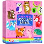 KRAFUN Easy Sewing Kit for Beginner Kids Arts & Crafts, 8 DIY Projects of Stuffed Dolls of Woodland Animals, Bear, Bunny, Fox, Owl, Instructions & Felt, Gift for Girls, Boys, Learn to Sew